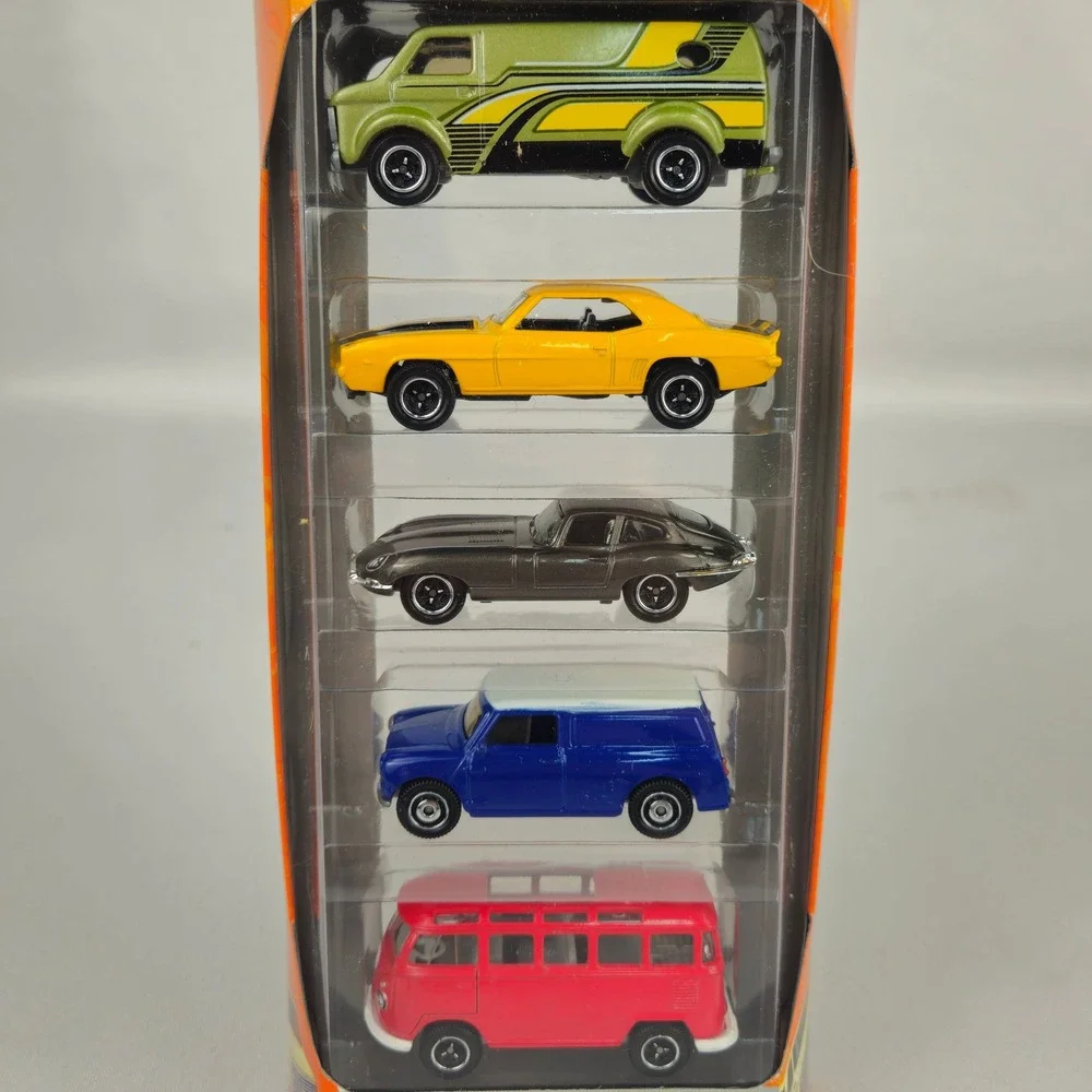 Matchbox MBX Metal 5-Pack DieCast Cars M0138 Jaguar VW Bus Custom Van Set (K240)